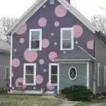 Grey and pink are a great color combo, but maybe not in polka dots on your home exterior