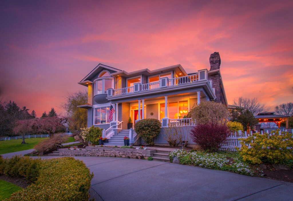 Exterior front of stunning equestrian home in Dutch Hill, Snohomish, Washington, 98290